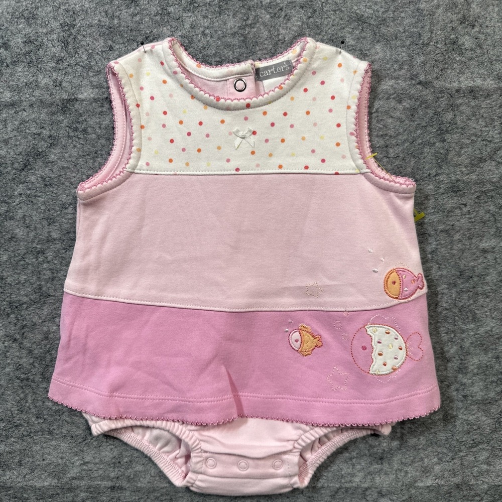 Carters Baby Girl Mo KEEP-COOL Sunsuit Bodysuit Romper Pink Sea Vintage